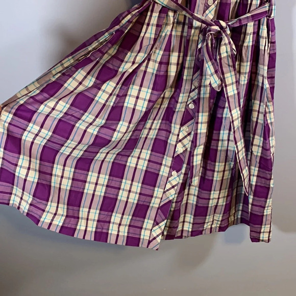 Anthony Richards size 10 cotton button up shirt dress purple plaid 50’s swing - Picture 2 of 8